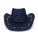 BUTTERMERE Stroh Sommerhut Damen Sonnenhut Handgestrickt Western Cowboy Cowgirl Hut Hohl Khaki Damen Herren Unisex Sonnenhut