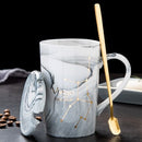 Naturmarmor 12 Sternzeichen Keramik-Becher mit Deckel Kaffeetassen Kreative Persönlichkeitstasse 400ml Bleifrei