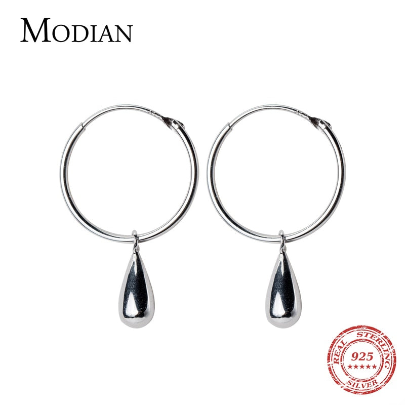 Modian Simple Water Drops Earrings for Women Genuine 925 Sterling Silver Geometric Dangle Earring Fashion Fine Jewelry Bijoux