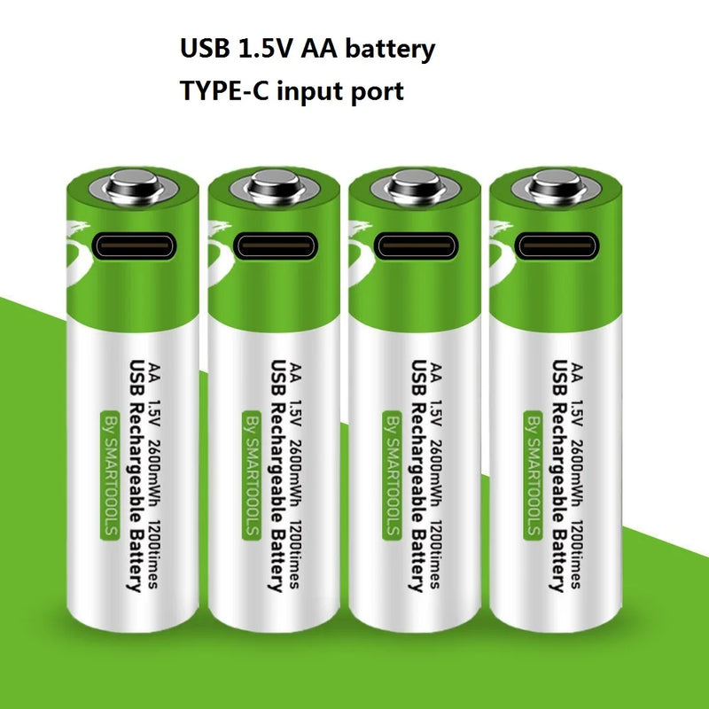 2600mwh 1.5V AA Rechargeable Battery USB Rechargeable Lithium Polymer Battery Quick Charging by Micro USB Cable