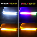 2 Stück LED Auto Tagfahrlicht Wasserdicht Universal DC 12V Auto Scheinwerfer Sequenzieller Blinker Gelb Fließendes Tagfahrlicht