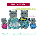2022 Children Toys 1/12 Miniatures Furniture For Dolls   Forest Animal Family Action Figure Dolls Set Blue Cat Family Girls Toys
