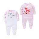 2pcs/lot baby rompers Baby Girl Clothes Full Sleeve 100%Cotton Cartoon Print Overalls Newborn Baby Footies Toddler Jumpsuit