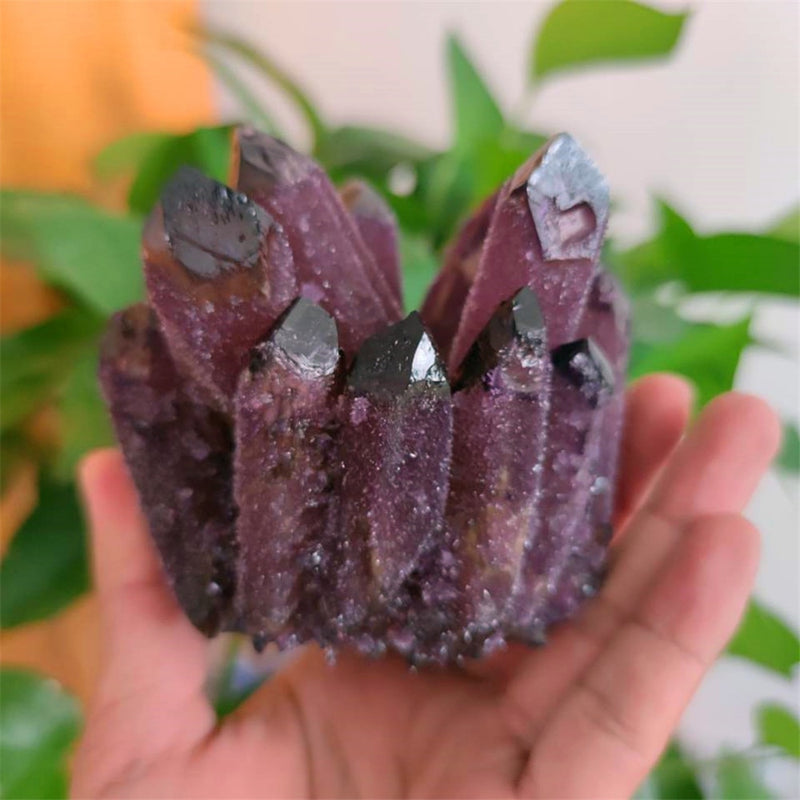 300-800g Natural purple ghost quartz crystal cluster healing crystals raw gemstone specimen for home&office decoration Synthetic