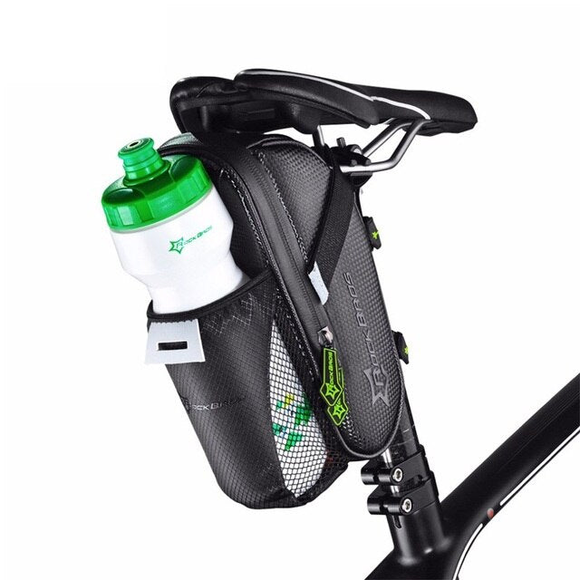 ROCKBROS Water Bottle Rainproof Bike Bicycle Rear Bag With Pocket Bicycle Tail Seat Saddle Bag Reflective Pouch Bike Accessories