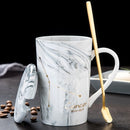 Naturmarmor 12 Sternzeichen Keramik-Becher mit Deckel Kaffeetassen Kreative Persönlichkeitstasse 400ml Bleifrei
