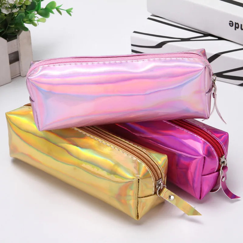 1 Pcs Kawaii Pencil Case Laser girl's heart is simple School Pencil Box Pencilcase Pencil Bag School Supplies Stationery