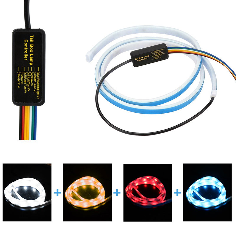 FORAUTO 1.2m 12V Car Rear Trunk Tail Light Dynamic Streamer Reverse Warning Light Brake Turn Signal Lamp Car LED Strip