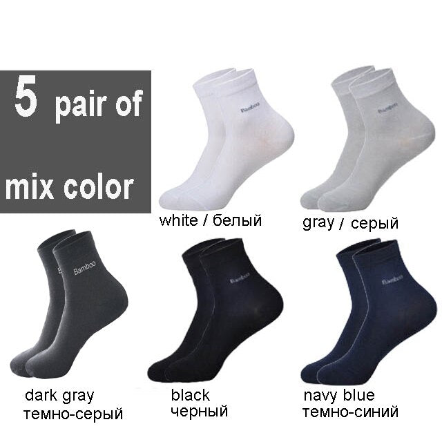 10PCS=5pair High Quality New Bamboo Fiber Socks Men Casual Business Breatheable Men&