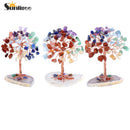 Sunligoo Super Mini Crystal Money Tree Copper Wire Wrapped W/ Agate Slice Base Healing Gemstone Yoga Feng Shui Trees Home Decor