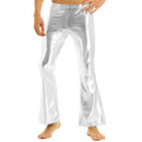 Mens Shiny Metallic 70s Disco Flared Pants Hippie Vintage Hip Hop Carnival Performance Costume Sequins Bell Bottoms Trousers