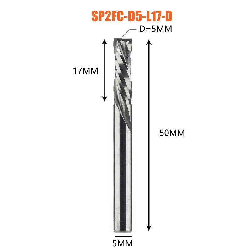 Compression milling cutter woodwork UP &amp; DOWN Cut Two Flutes Spiral Carbide Milling Tool CNC Router Wood End Mill Cutter Bits