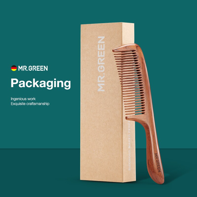 MR.GREEN  Natural Wood Comb Splicing Structure Hair Comb Fine Tooth Brush Anti-Static Hairdressing Hair Scalp Massage Tools Gift