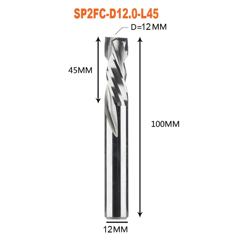 Compression milling cutter woodwork UP &amp; DOWN Cut Two Flutes Spiral Carbide Milling Tool CNC Router Wood End Mill Cutter Bits