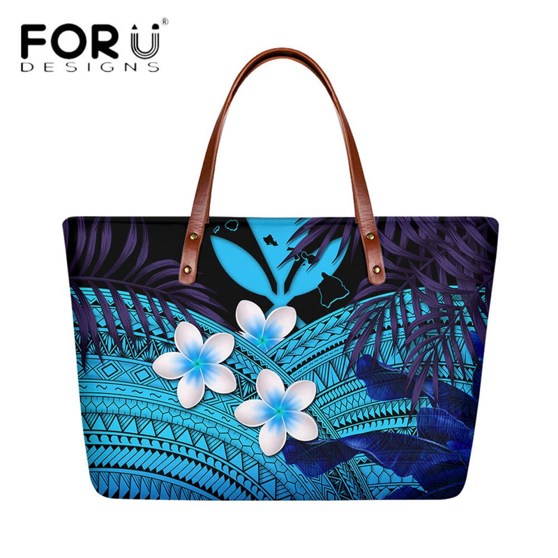 FORUDESIGNS High Quality Women Handbag Polynesian Pattern Hibiscus Flower Printing Personal Luxury Female Shoulder Bolsas