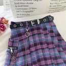 Harajuku Plaid Skirt Women Punk y2k High Waist Mini Tennis Skirts Uniform Chain Pocket A-line Streetwear Vintage Free Belt