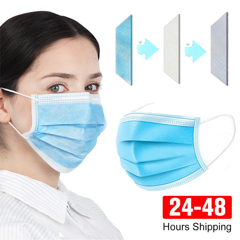 Masks 3-layer Mask Face Masks Melt Blown Cloth Disposable Anti-Dust Protective Masks Earloops Mouth Mask Black Mascarillas