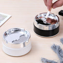 Stainless Steel Ashtray Round Windproof Ashtrays with Rotating Lid for Home Garden Outdoor Indoor Smoking Accessory