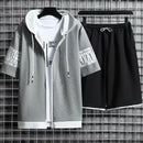 2021 Men's Sets Korean Fashion Tracksuit Men Streetwear Men's Clothing Two Piece Set Summer Casual Hooded Tops+Sport Shorts Suit