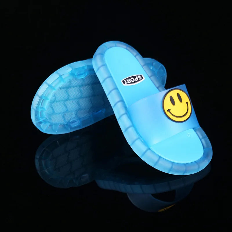 Children's LED Slipper Luminous Jelly Summer Girls Slippers PVC Cartoon smile Beach Sandals Kids Home Bathroom 2020 Footwear
