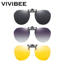 VIVIBEE Big Size Flip Up Clip on Sunglasses Polarized Gradient Grey Lens Oversized Driving UV400 Protection Fishing Accessory