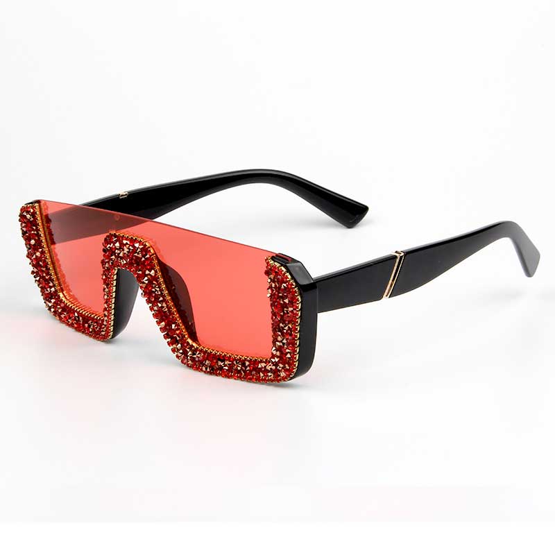 Square Luxury Sunglasses women Brand Designer Ladies Oversized rhinestone Sunglasses Men Half Frame eyeglasses For Female UV400