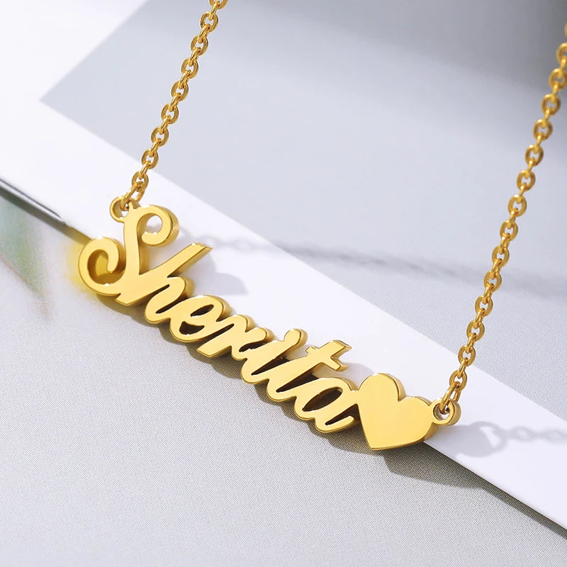 Custom Heart Name Necklaces For Women Men Stainless Steel Customized Necklace Pendant Female Personalized Jewelry Birthday Gift