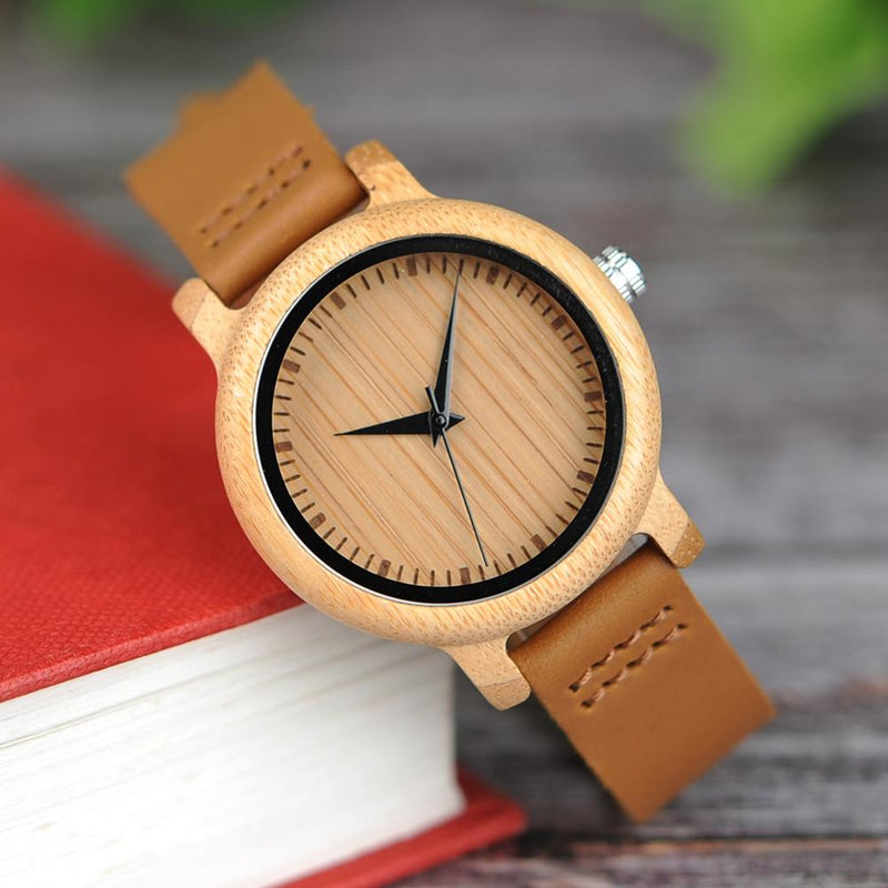 BOBO BIRD Bamboo Man Watch Leather Men's Wristwatch Quartz Wrist Watch 2020 Simple Woman Watches Clock Wooden Timepieces