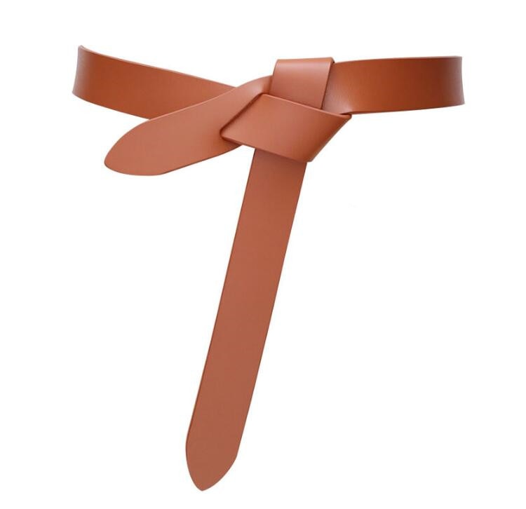 Cowskin Knot Belts For Dress Sweater Waist Belt Brown Female Fashion HOT New Real Leather Waistbands Women Long Solid Strap Gift