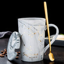 Naturmarmor 12 Sternzeichen Keramik-Becher mit Deckel Kaffeetassen Kreative Persönlichkeitstasse 400ml Bleifrei
