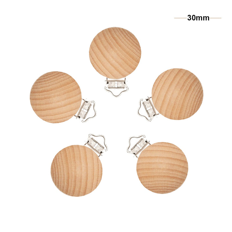 Mabochewing 20pcs 30mm 35mm Fast Free Shipping Natural Beech Wood Clips for Baby Mobile Chewing Pacifier Chain