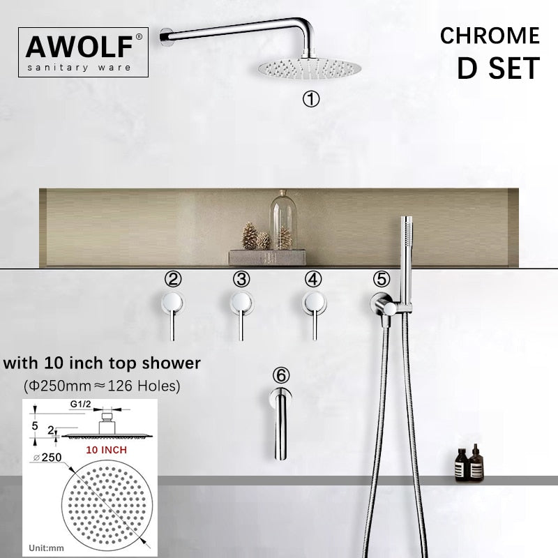 Bathroom Shower Set Brushed Rose Gold Simplicity Solid Brass Shower Faucet Shower Bath Mixer Tap Black And Chrome Color AH3023