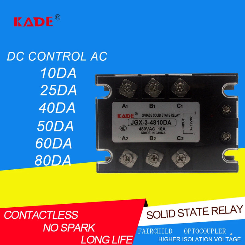 jgx-3/SSR -3-10DA/25DA/40DA/50DA/60DA/80DA DC Control AC Three Phase Solid State Relay 480VAC 3-32VDC