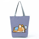 New Lady Tote Bags Black White Cute Cat Printed Fabric Eco Handbag High Capacity Shopping Office Reusable Casual Shoulder Bag