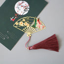 Antique Metal Folding Fan Crane Rabbit Mountain Scenery Chinese Style Series Bookmarks Newspapers Books Reading mark Bookmarks