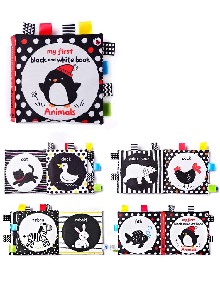 Montessori Baby Visual Stimulation Card Black White High Contrast Flash Cards for Kids Educational Sensory Book Baby Flashcard