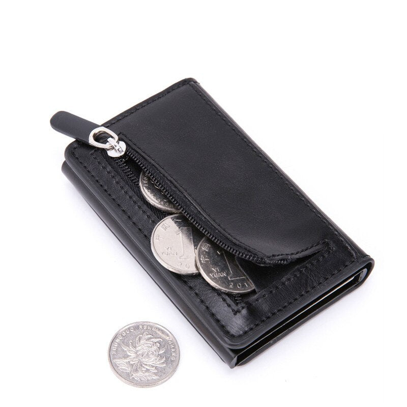 DIENQI Rfid Card Holder Men Wallets Mini Purse Money Bag Slim Thin Smart Wallet Male Leather Purse Small Vallet Portfel New 2020