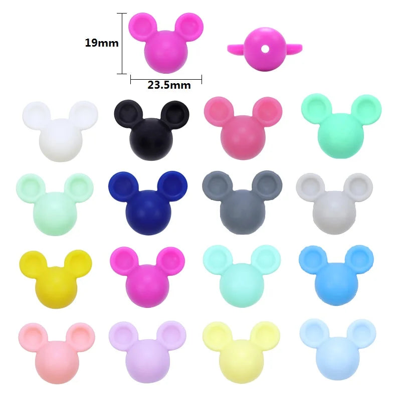 BOBO.BOX 10pcs Mickey Silicone Beads Food Grade Baby Teether Toy Soft Chew Teething BPA Free DIY Charm Necklace Silicone Perle