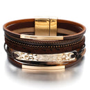 Amorcome Leopard Fashion Bracelets Woman Charm Multilayer Wide Wrap Leather Bracelets & Bangles Femme Party Jewelry Gift  2022