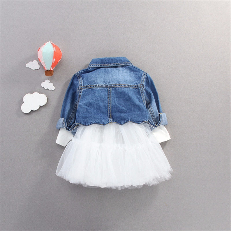 2021 Autumn Infant Baby Girls Clothes Sets Princess Denim Jacket + Dress 2Pcs Baby Girl Outfit Suits for Baby Girl Clothing Set