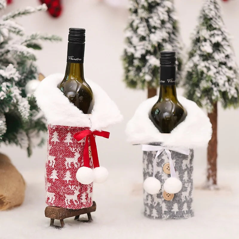 Christmas Wine Bottle Cover Merry Christmas Decorations For Home Christmas Ornament Xmas Table Decor New Year 2025 Navidad Gift