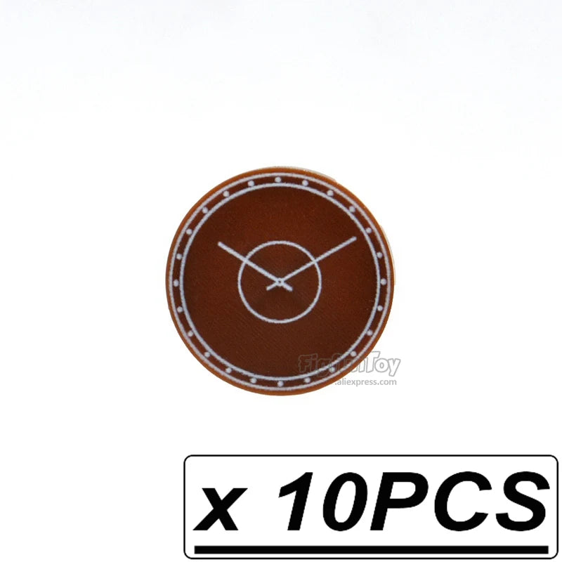Custom Printed Clocks Tile Building Blocks  wall clock 1x2 2x2 MOC Decoration Bricks Round City Alarm Construction Toys