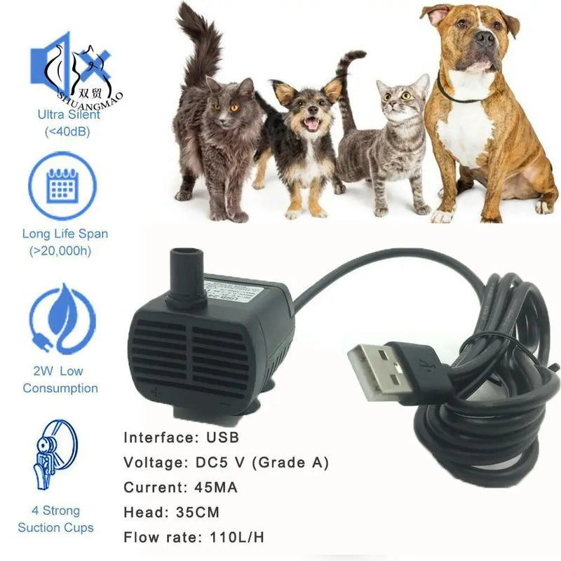 Pet Cat Water Fountain Pump Automatic for Cats Dog Electric Drinking Fountain Mute Spare USD/Replaced Activated Carbon Filter