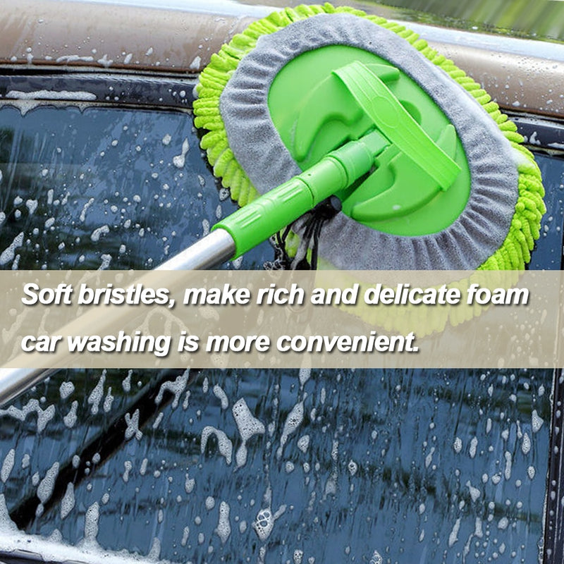 Car Washing Mop Adjustable Handle Cleaning Mop For Car Cleaning Soft Chenille Broom Window Wash Mops Car Dust Remover Wax Brush