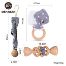 Let‘s Make 1 Set Baby Teether Toys Pacifier Clips Chain Beech Wooden Rattles Bunny Ear Bracelet Baby Gift For Children‘s Product