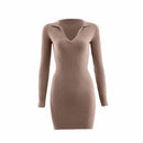 Summer 2022 cotton mini dress long sleeve casual vintage dresses autumn casual office dress women elegant bodycon dress for work