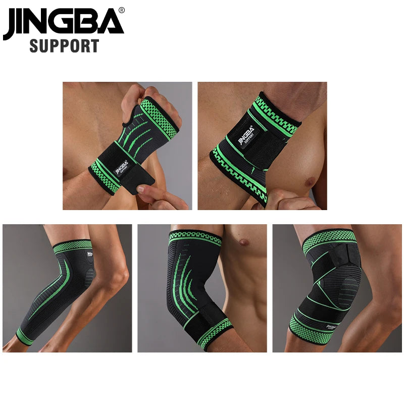 JINGBA SUPPORT 1PCS Football Ankle support+Basketball knee Pad Elbow brace support protector +Wristband boxing hand wrap Support