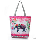 New Lady Tote Bags Black White Cute Cat Printed Fabric Eco Handbag High Capacity Shopping Office Reusable Casual Shoulder Bag