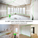 Huepar B02CG Cross Line Self-leveling Laser Level Green Beam Li-ion Battery with Type-C Charging Port & Hard Carry Case