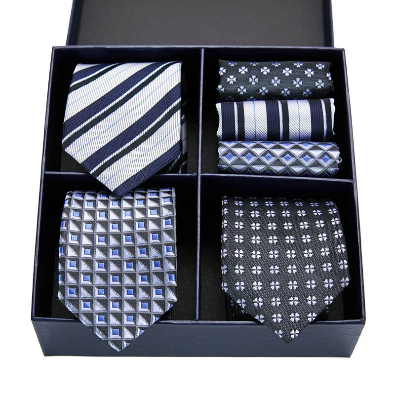 Gift box packing Silk Ties For Men Novelty Hanky  Set 3 Styles  Men&